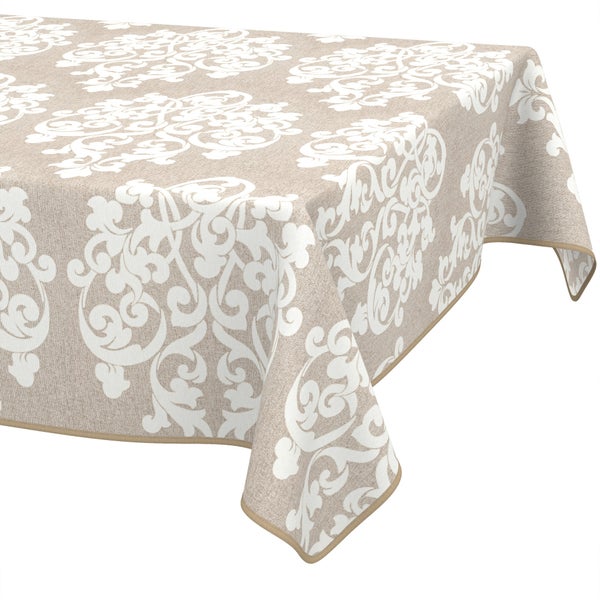 Tischdecke mit Ornament-Muster in Leinenoptik.