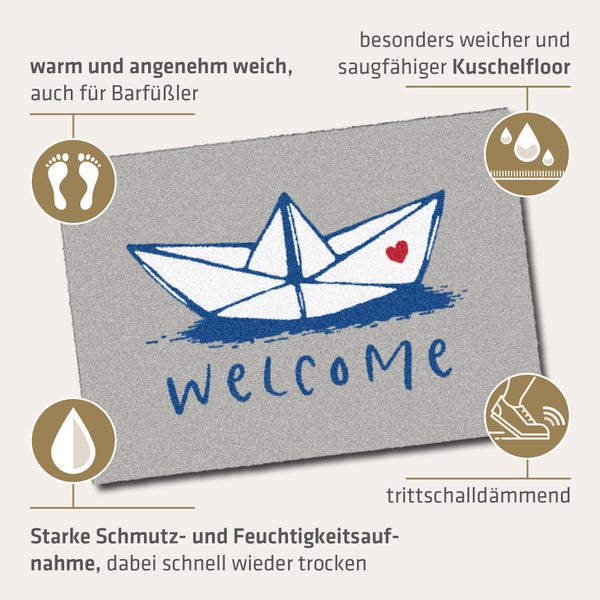 Akzente Feel Badematte mit Motiv in Grau Fußmatte 50 x 70 cm, rutschfest, saugfähig