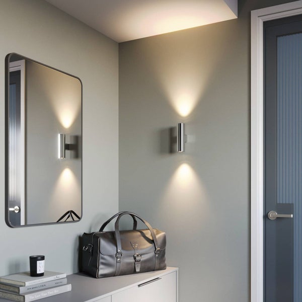 Euluna Wandleuchte, Wandlampe Innen Marion (Modern) in Chrom aus Metall (2 flammig GU10) - Wandstrahler Wandbeleuchtung Schlafzimmer / Wohnzimmer Wohnzimmerleuchte