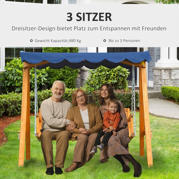 Outsunny 3-Sitzer Hollywoodschaukel, mit Kissen, belastbar bis 360kg, 198B x 124T x 179H cm, Polyrattan, Metall, Schwarz