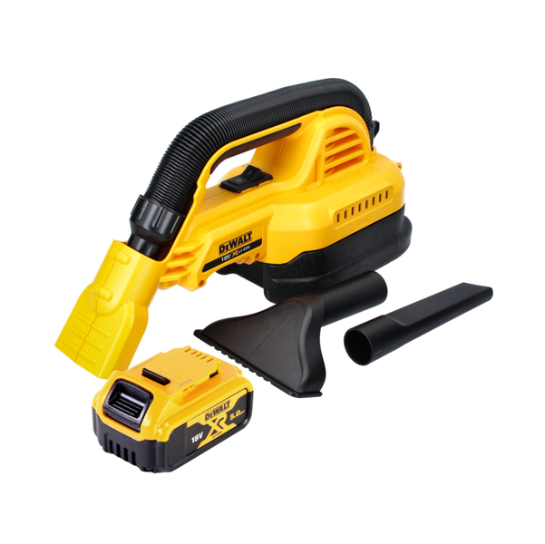 DeWalt Akku-Handsauger 18 Volt XR Lithium-Ionen mit Akku, Fugendüse und breiter Düse.