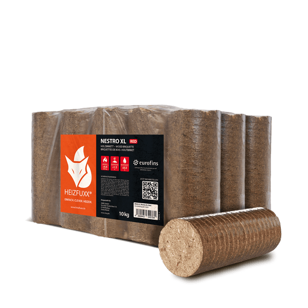 Heizfuxx Nestro XL Red 10kg x 3 Gebinde 30kg Holzbriketts Nielsen Hartholz