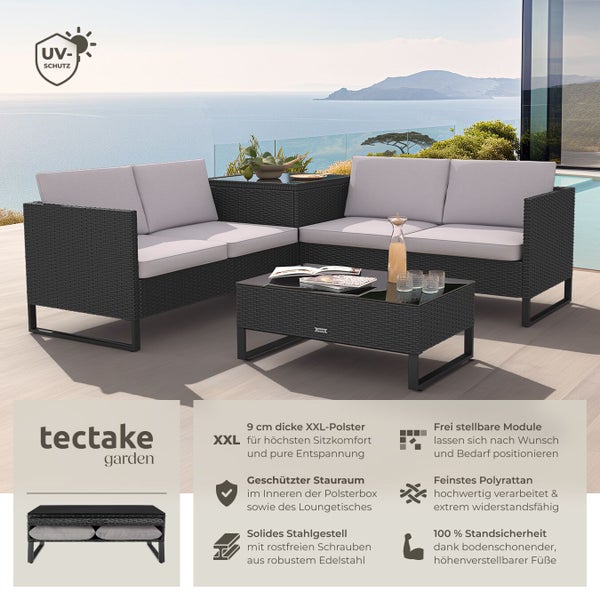 Gartenlounge-Set mit Sofa, Sessel und Tisch aus Polyrattan