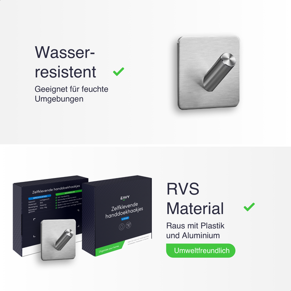 EAVY Handtuchhaken Edelstahl Silber Selbstklebend 2er pack