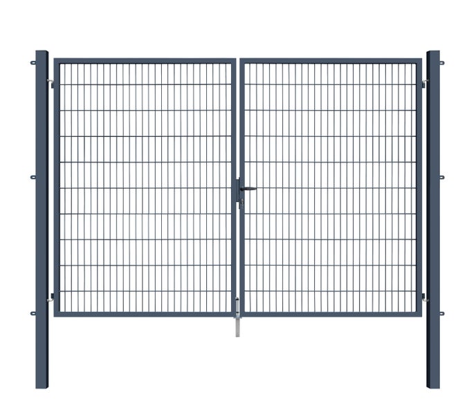 Doppeltor aus Metall mit Schloss für den Gartenzaun