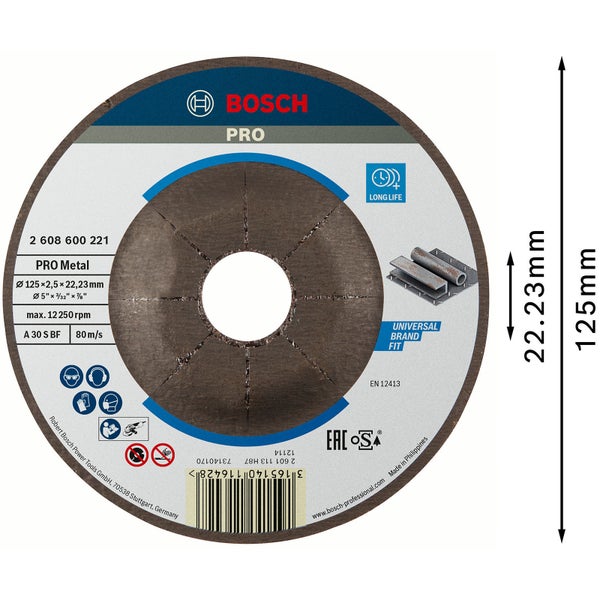 Bosch PRO Metal Trennscheibe 125 x 2,5 x 22,23 mm - 2608600221