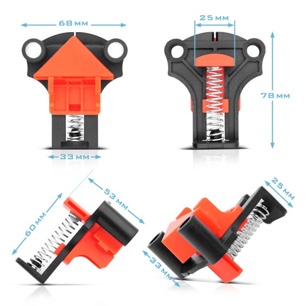 STAHLWERK Eckenspanner 8er Set 60° / 90° / 120° Winkelspanner / Winkelklemme