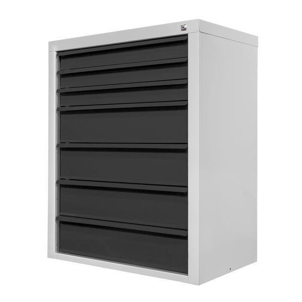 PROREGAL Schubladenschrank Kobra mit 7 Schubladen | HxBxT 90x70x43,5cm | Lichtgrau/Anthrazitgrau | Schubladenbox, Werkzeugschublade