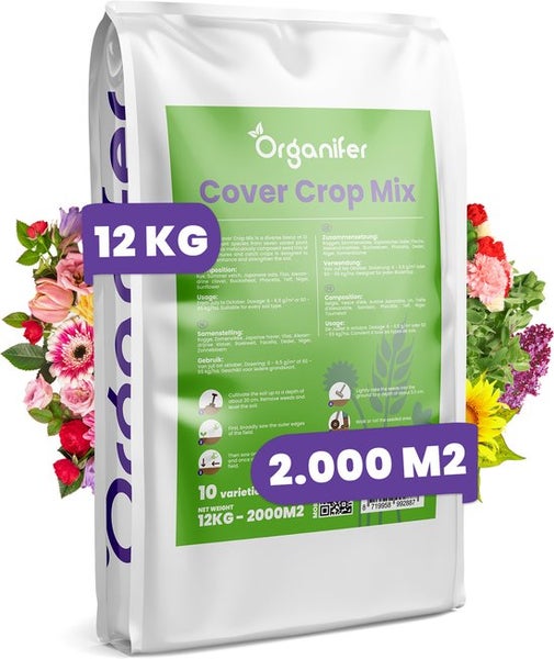 Organifer Gründüngungsmischung in einer 12 Kilogramm Packung für 2.000 Quadratmeter