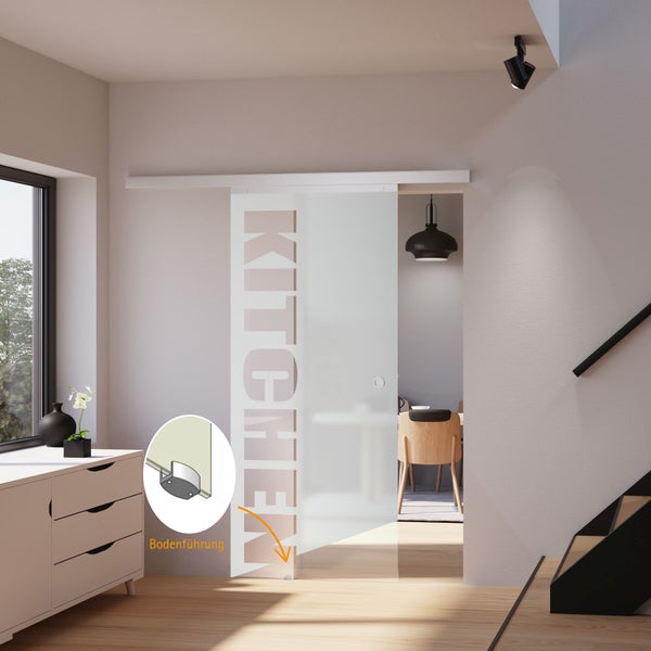 Schiebetür Komplettset Glastür Zimmertür Glasschiebetür KITCHEN 880x2035 - Griffknopf