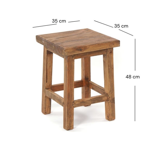 Hocker aus Holz mit quadratischer Sitzfläche, 35 x 35 x 48 cm