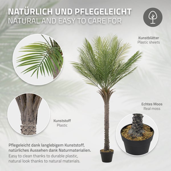 ML-Design Künstliche Palme 150 cm, Künstliche Pflanzen groß, Tropische Kunstpalme, Kunstpflanze, Fake Plant Deko, Plastik Pflanze im Topf für Indoor/Outdoor, Kunstbaum wie echt für Wohnzimmer Büro
