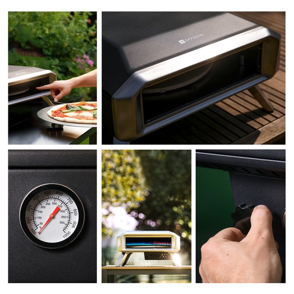 Effetto Pizzaofen im Außenbereich mit Temperaturanzeige und Bedienelementen