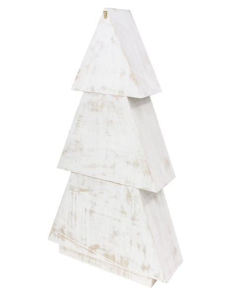 Dekorativer Weihnachtsbaum aus Holz in Tannenform mit Vintage Optik für die weihnachtliche Wohndekoration