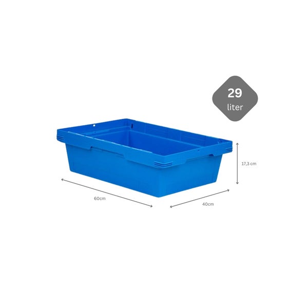 PROREGAL Mega Deal 10x Conical Mehrweg-Stapelbehälter Blau HxBxT 17,5 x 40 x 60cm 29 Liter Lagerbox  Eurobox  Transportbox  Transportbehälter