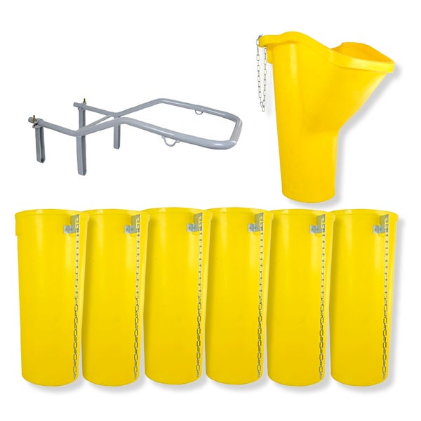 Bauschuttrutschen-Set SIRL XXL Profi | 8-teilig | 7,43m Länge | Einfülltrichter, Halterung & 6 Schuttrohre | Gelb