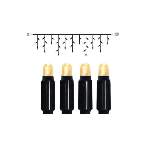 LED Eisregen Lichterkette mit dunklem Kabel und LED Lampen
