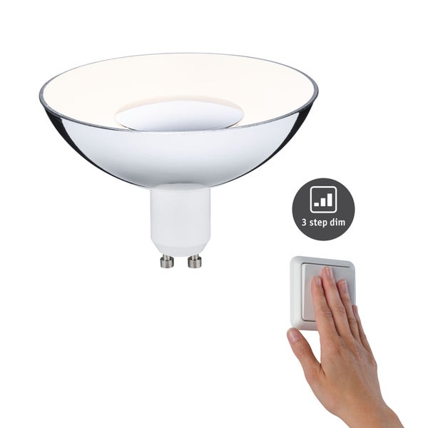LED Reflektor 3-Step-Dim GU10 230V 360lm 4,9W 3000K dimmbar Silber, Weiß