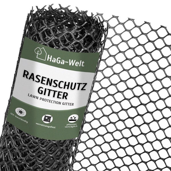 Premium Rasenschutzgitter - 1,3m Br. (Meterware) - Masche 30mm Schutzgitter schwarz