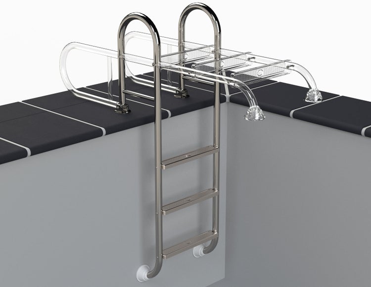 Schwimmbadleiter aus Edelstahl mit drei Stufen