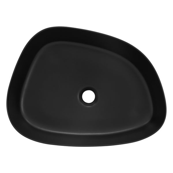 ML-Design Waschbecken aus Keramik Schwarz 55x42x14 cm Oval inkl. Ablaufgarnitur, Moderne Aufsatzwaschbecken, Design Waschtisch Aufsatz-Waschschale Waschplatz Handwaschbecken, für Badezimmer/Gäste-WC