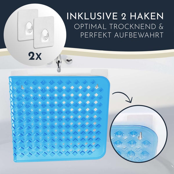 Homerella Badewannenmatte rutschfest Hautsensitiv 88x39cm, INKL. AUFHÄNGUNG | Antirutschmatte Badewanne BPA frei | Duschmatte schimmelresistent & maschinenwaschbar | Badematte rutschfest