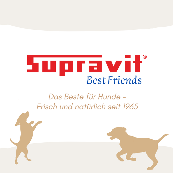 Supravit Logo mit Hundemotiv für Hundefutter