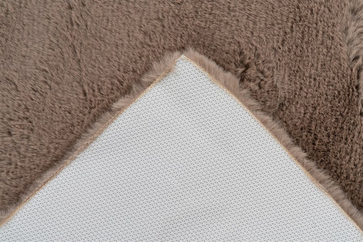 Hochflor Teppich Iniko Dunkelbeige Uni 40 x 60 cm