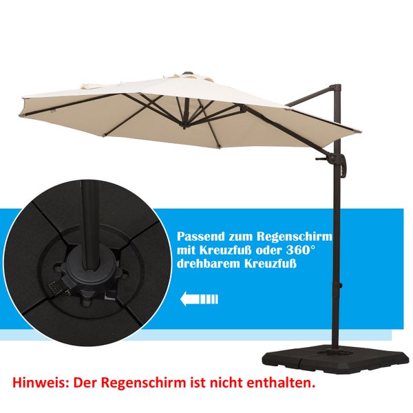 Outsunny Schirmgewicht, mit 80 kg Wasser oder 120 kg Sand befüllbar, 100 x 100 x 9,5 cm, HDPE, Schwarz