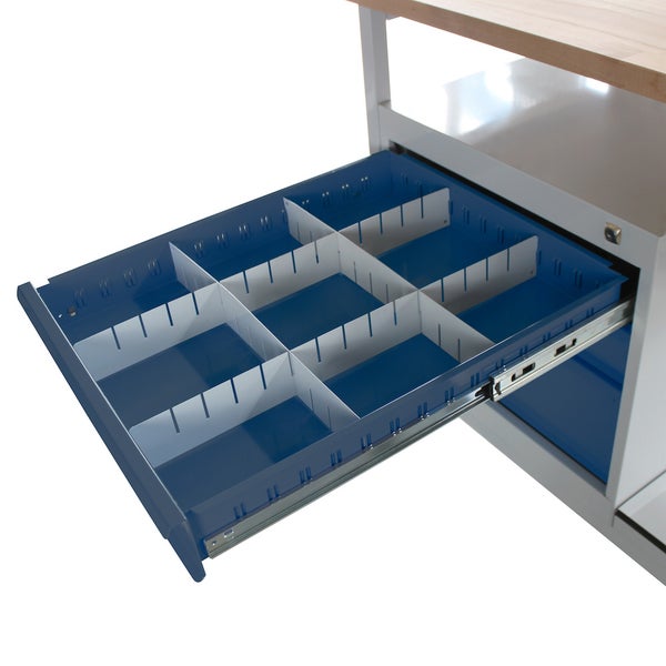 PROREGAL Werkbank Light Rhino mit Ablagefach 3 Schubladen HxBxT 82,5 x 120 x 60 cm Traglast 300 kg Lichtgrau Anthrazitgrau