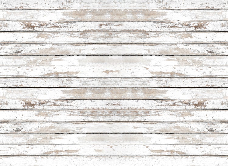 Tapete in Holzoptik mit horizontalen Planken im Vintage-Stil und verwitterter Oberfläche.