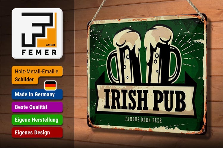 Blechschild Spruch 30x20cm Irish Pub famous dark beer Bier