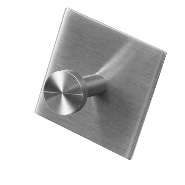 Wandhaken aus gebürstetem Edelstahl mit quadratischer Grundplatte.