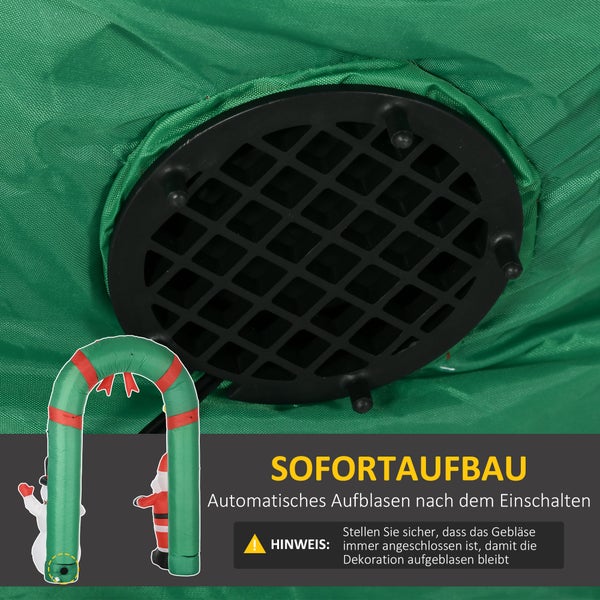 HOMCOM Aufblasbarer Weihnachtsdeko, Torbogen mit Weihnachtsmann und Schneemann, integriertes Gebläse, Wassserdicht, 198L x 80B x 245H cm, Polyester, Mehrfarbig