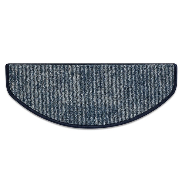 FLOORDIREKT Stufenmatte York - Widerstandsfähig & Pflegeleicht - Blau - Halbrund - 23.5 x 65 cm