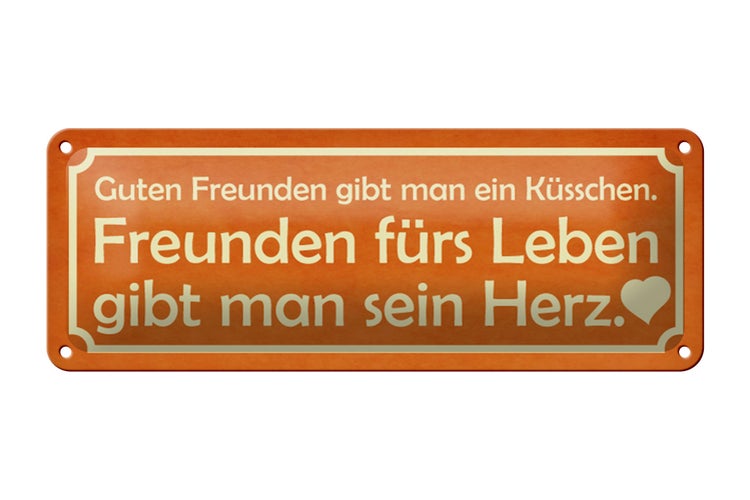 Blechschild Spruch 27x10cm Freunden fürs Leben gibt Herz Dekoration