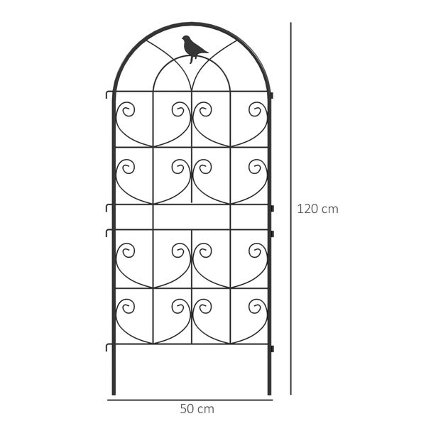 Outsunny Rankgitter Metall 2er Set zum Stecken rostfrei Rankhilfe mit Vogeldesign für Kletterpflanzen 50x120 cm Spalier für Zimmerpflanzen Pflanzenspalier für Tomaten Blumen Kletterpflanzen Schwarz
