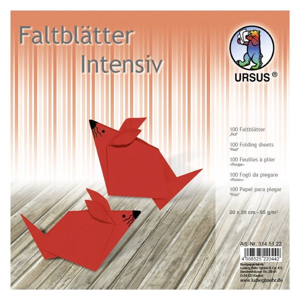 URSUS Falten Faltblätter Uni intensiv, Plakatkarton, 65 g/m², 20 x 20 cm, rot
