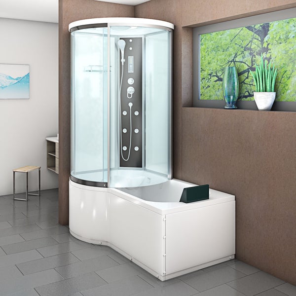 Wanne Dusche Kombination Weiß K55-R01-EC 100x170