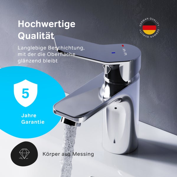 AM.PM Waschtischarmatur mit Einhebelmischer mit Klick-Ablaufgarnitur ECO-START FXA82800 X-Joy