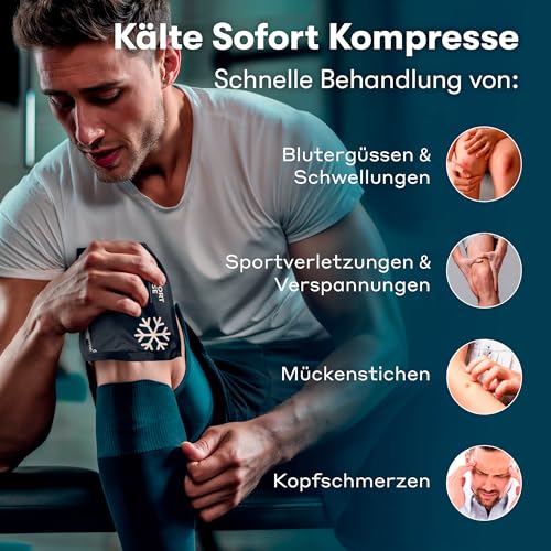 Kühlpads zum Knicken (10 Stück) - 12 x 15 cm - Sofort Kältekompresse für Erste Hilfe - Einweg Kühlpack für Verletzungen und Schwellungen - Praktische Einmal Kühlpacks für Sport, Outdoor und Notfälle