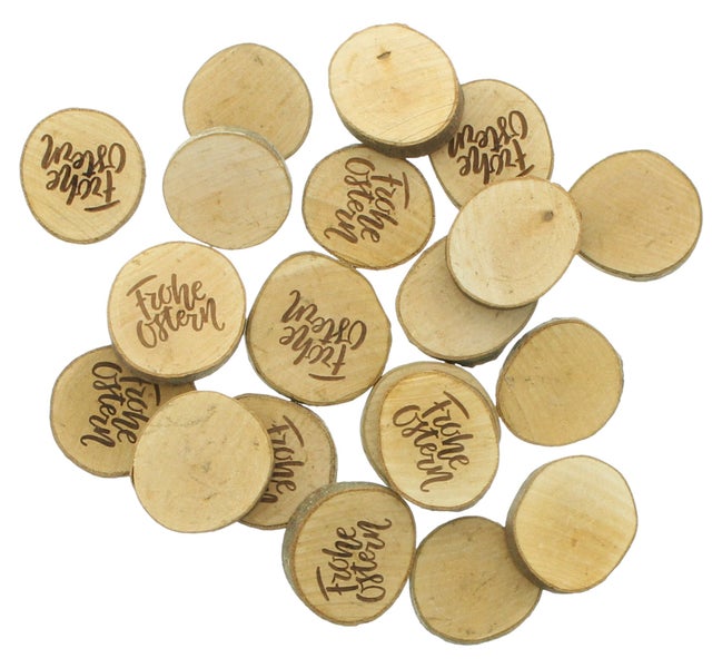 FRANK FLECHTWAREN | Streudeko Frohe Ostern, 20er Set, HOLZ, ca. Ø 4 - 5 cm