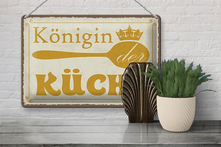Blechschild Spruch 30x20cm Königin der Küche Krone