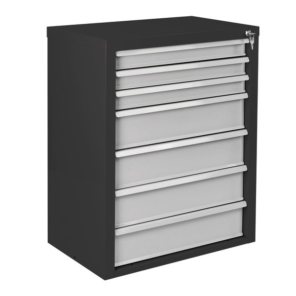 PROREGAL Schubladenschrank Kobra mit 7 Schubladen HxBxT 90 x 70 x 43,5 cm Anthrazitgrau Lichtgrau