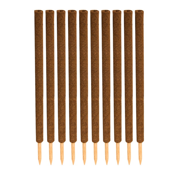 BigDean 10er Set Pflanzstäbe Kokos 110 cm - Monstera Rankhilfe Rankstäbe Stab Moosstäbe Pflanzenstäbe Kokosstäbe für Pflanzen - aus natürlicher Kokosfaser - verlängerbar