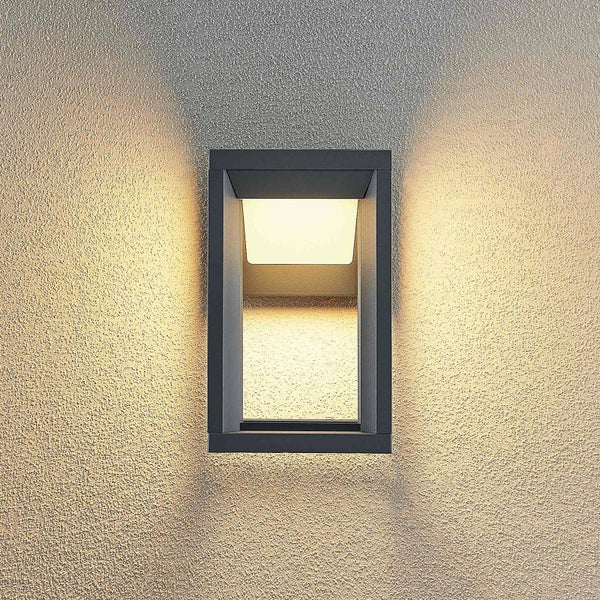PRIOS LED Wandleuchte außen Gamion (spritzwassergeschützt (Modern) in Alu aus Aluminium (1 flammig, ) - Außenwandleuchten Wandlampe Led Außenlampe Outdoor für Außenwand/Hauswand