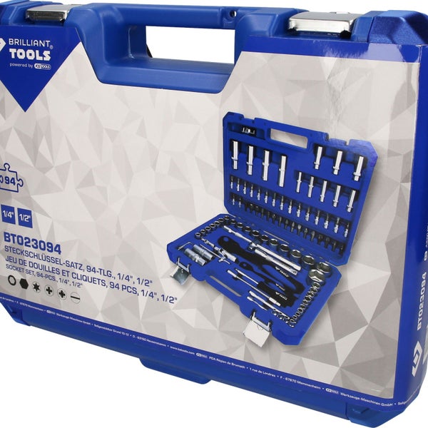 Brilliant Tools Steckschlüsselsatz, 94-teilig, 1/4 Zoll, 1/2 Zoll