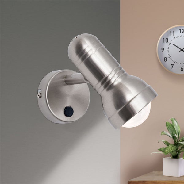 Strahler Retro Wilhelm 1-flammig E27 Satin – Wand- & Deckenstrahler LED geeignet