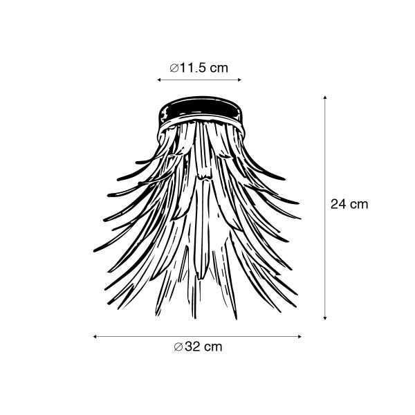 Technische Zeichnung einer Pendelleuchte mit den Maßen 11,5 cm Durchmesser oben, 32 cm Durchmesser unten und 24 cm Höhe.