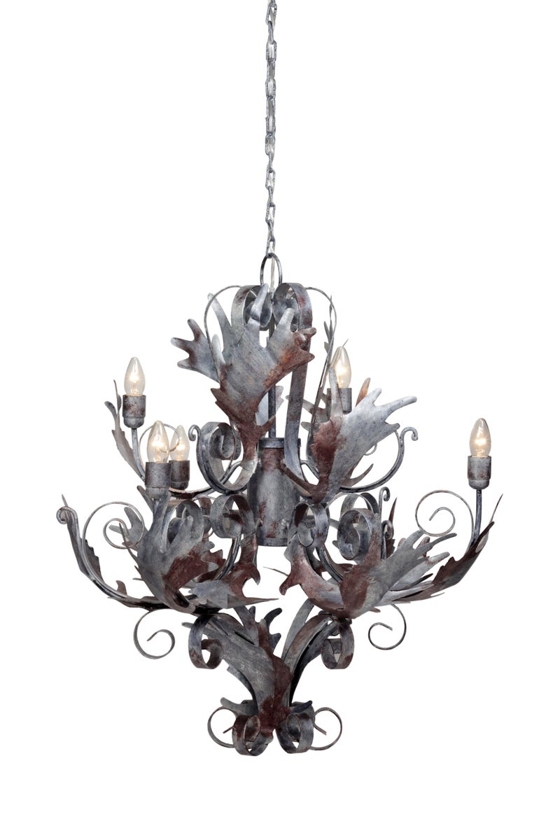 Verschnörkelter Kronleuchter in Silber, große Barocker Hängelampe 81 cm | Wohnzimmer Esszimmer Leuchte
